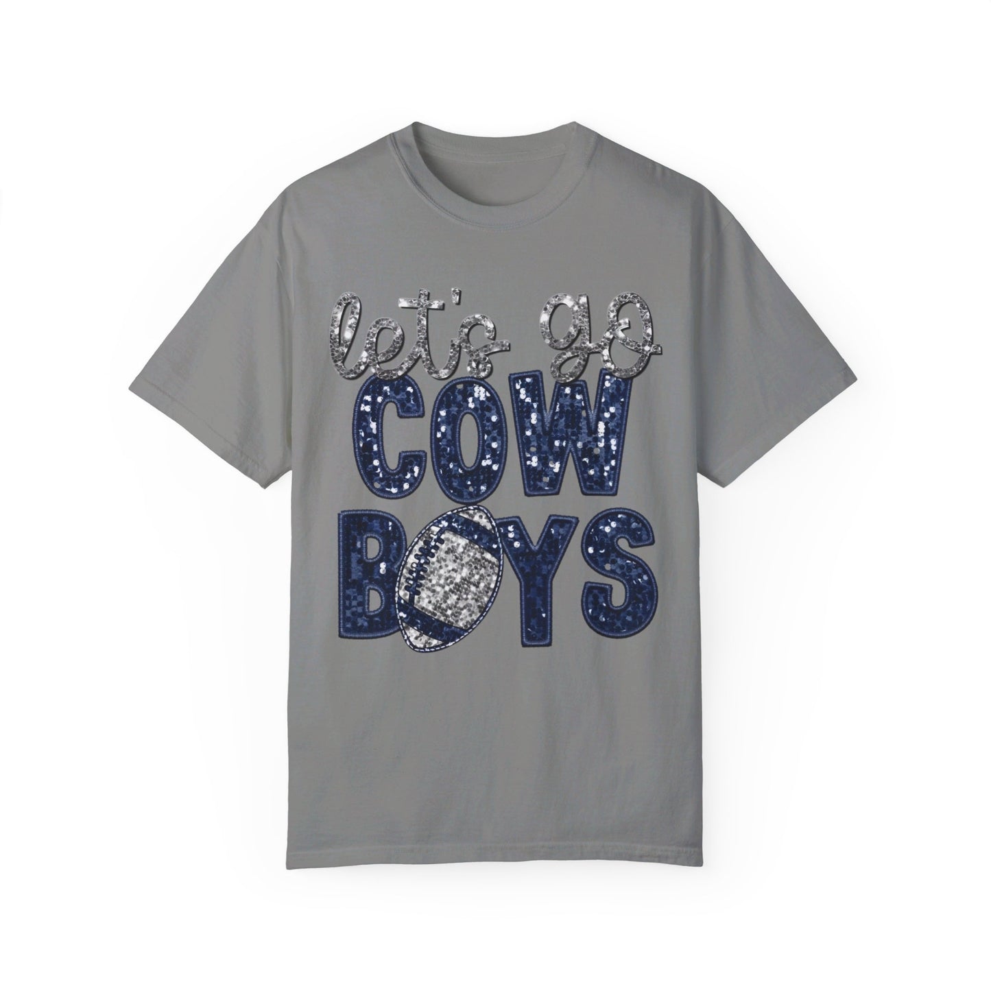 Let's Go Cowboys - Faux Sequin Tee - Comfort Colors
