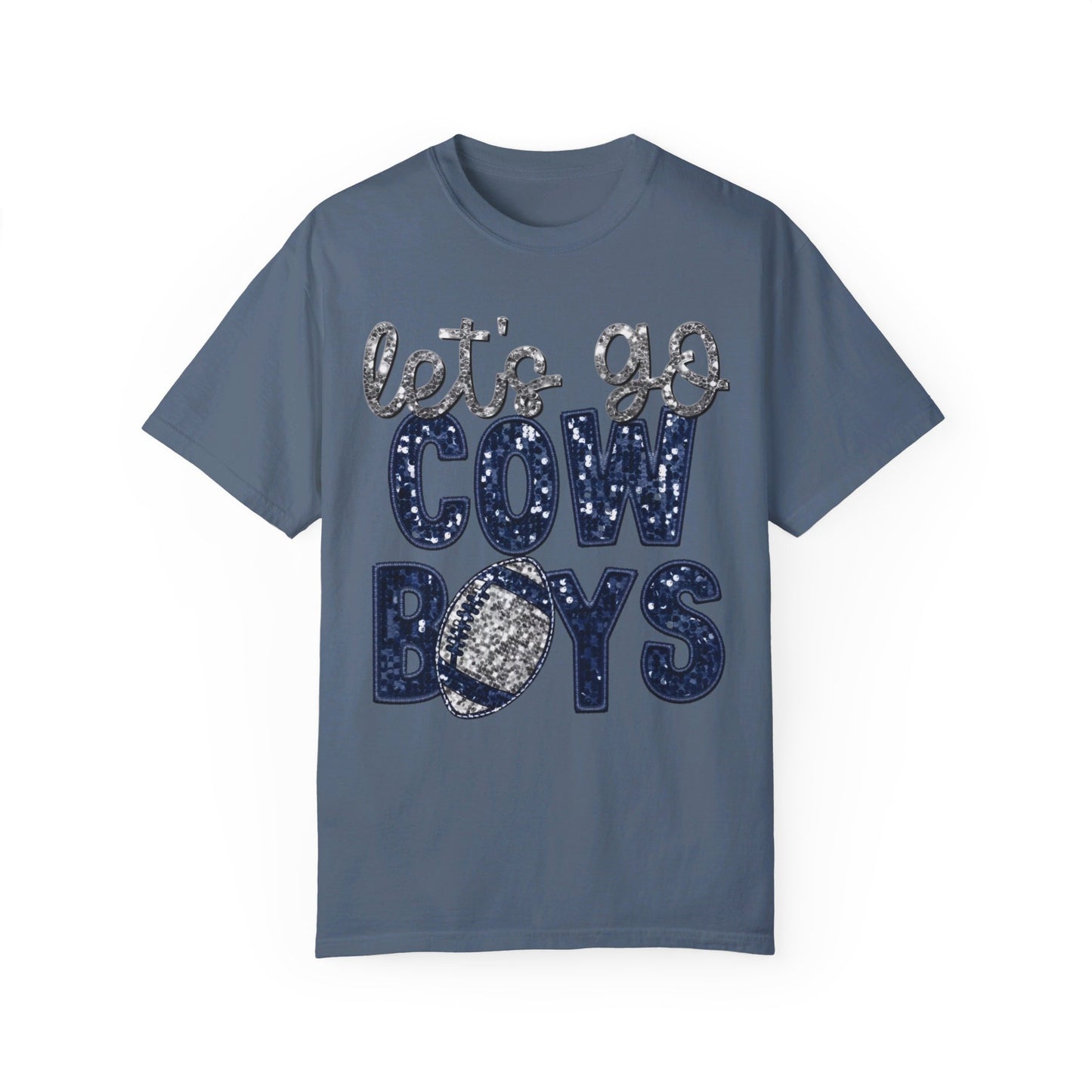 Let's Go Cowboys - Faux Sequin Tee - Comfort Colors