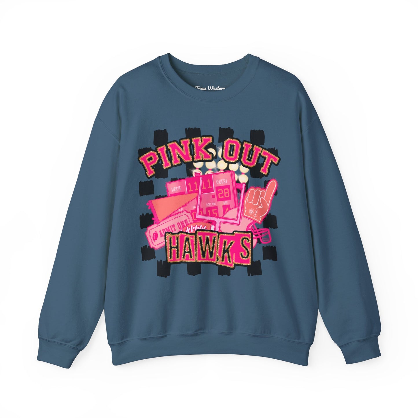 Pink Out Hawks Crewneck - Gildan