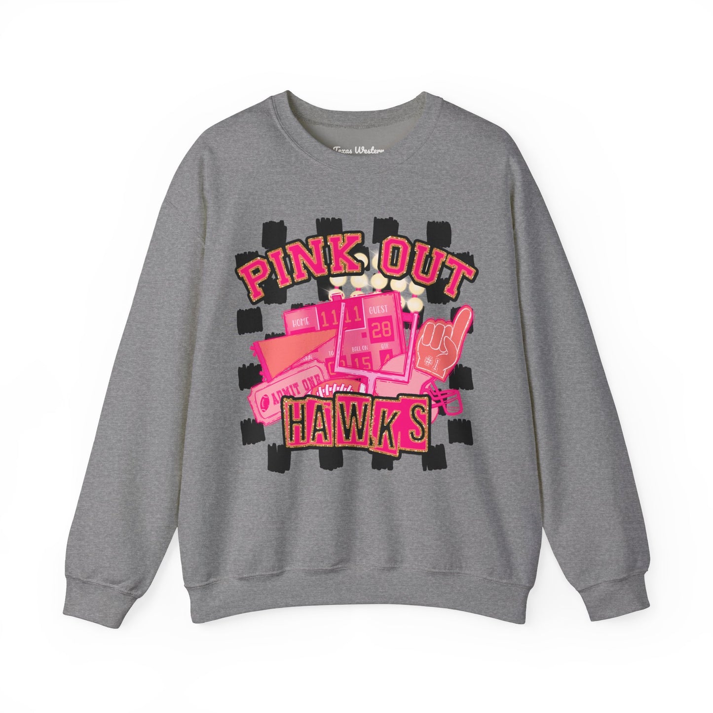 Pink Out Hawks Crewneck - Gildan