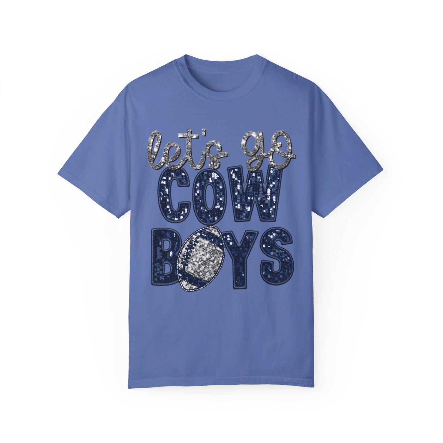 Let's Go Cowboys - Faux Sequin Tee - Comfort Colors