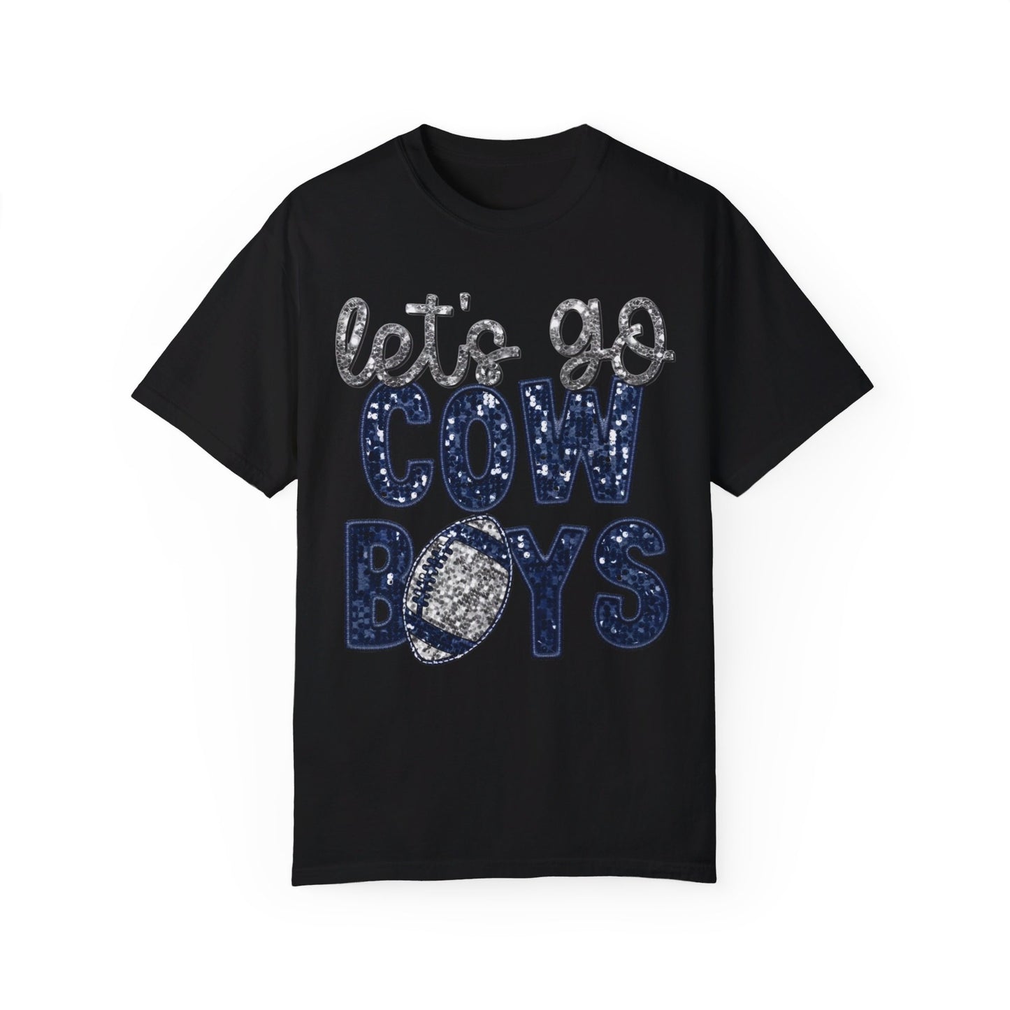 Let's Go Cowboys - Faux Sequin Tee - Comfort Colors