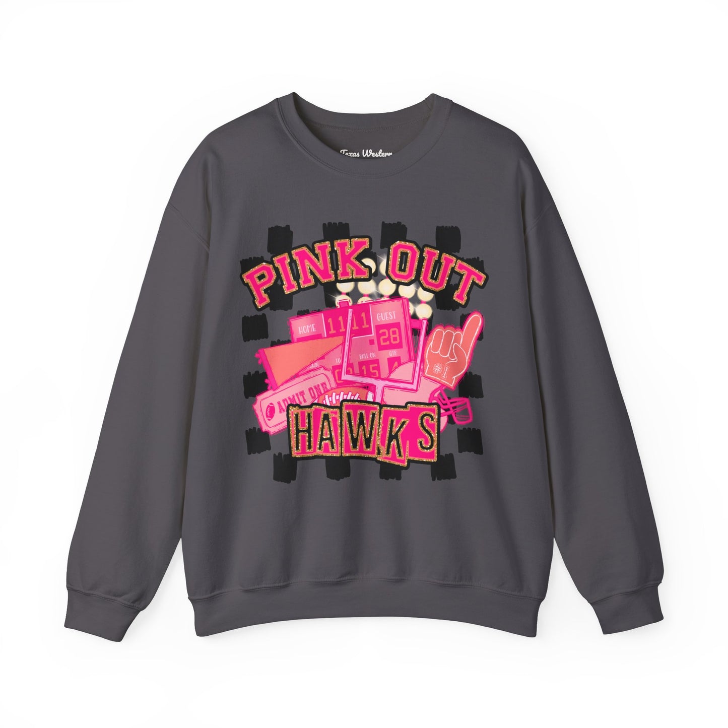 Pink Out Hawks Crewneck - Gildan