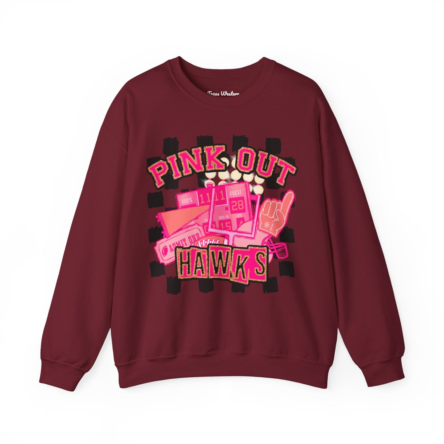 Pink Out Hawks Crewneck - Gildan