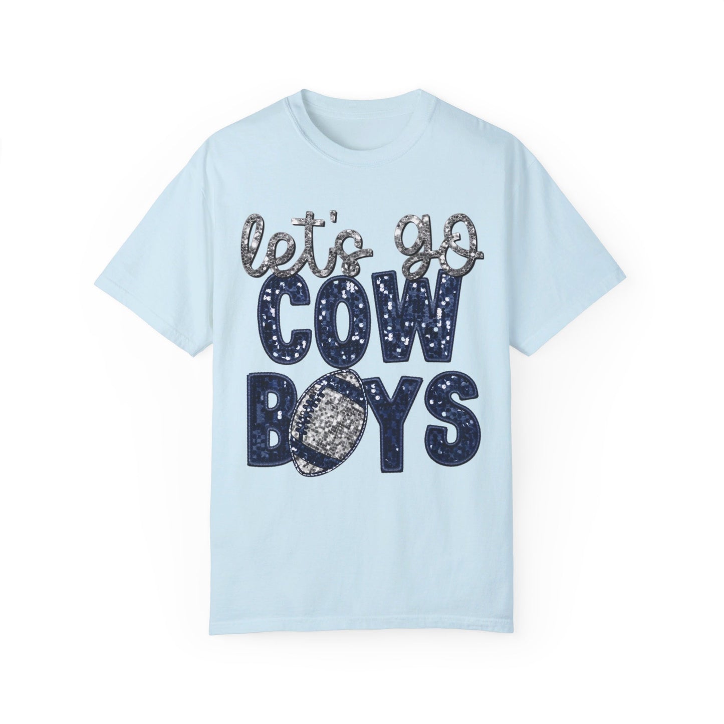 Let's Go Cowboys - Faux Sequin Tee - Comfort Colors