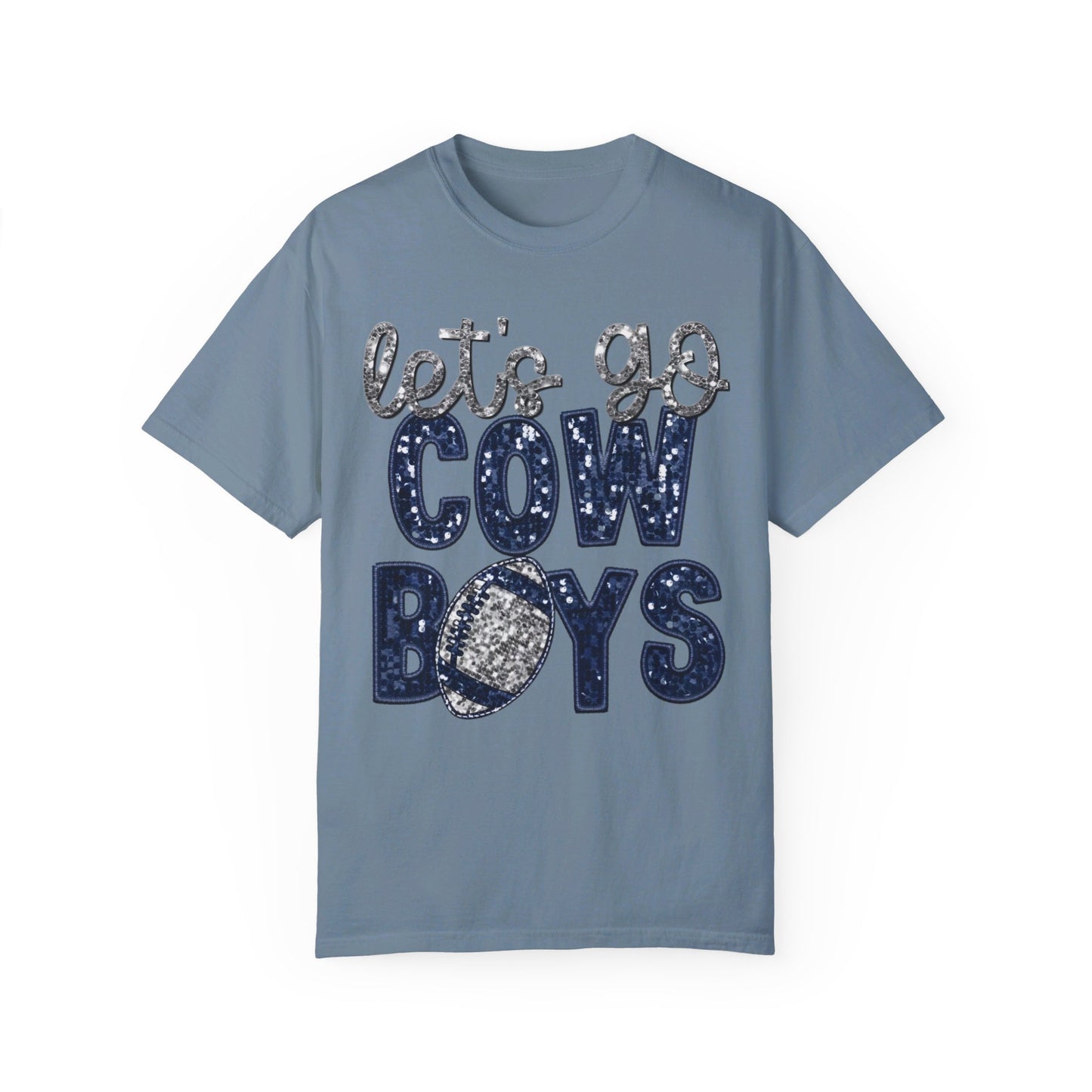 Let's Go Cowboys - Faux Sequin Tee - Comfort Colors