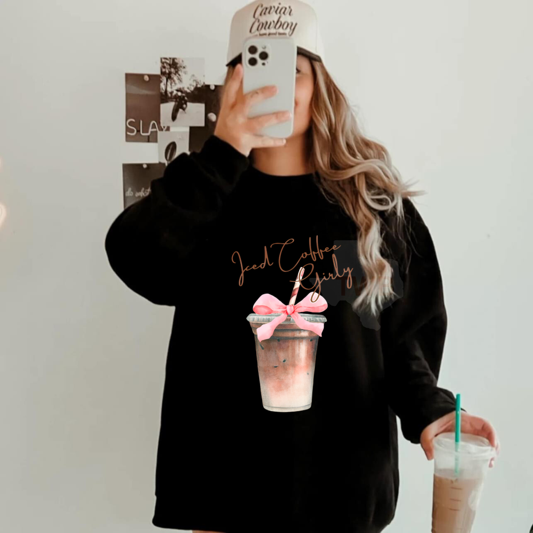 Iced Coffee Girly Crewneck - Gildan