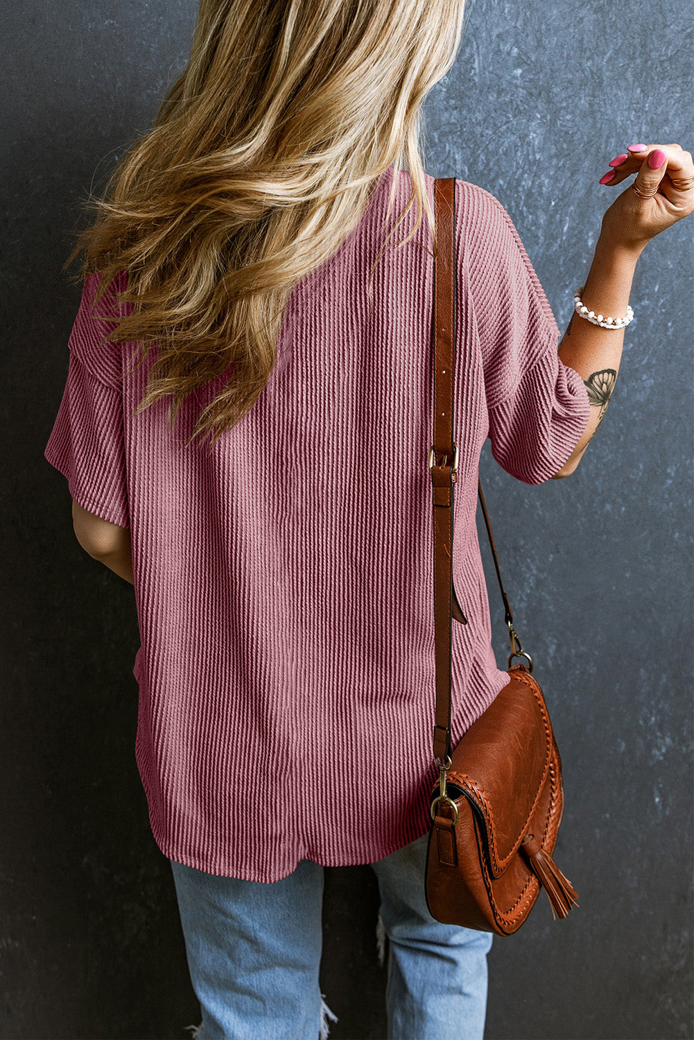 Textured V-Neck T-Shirt