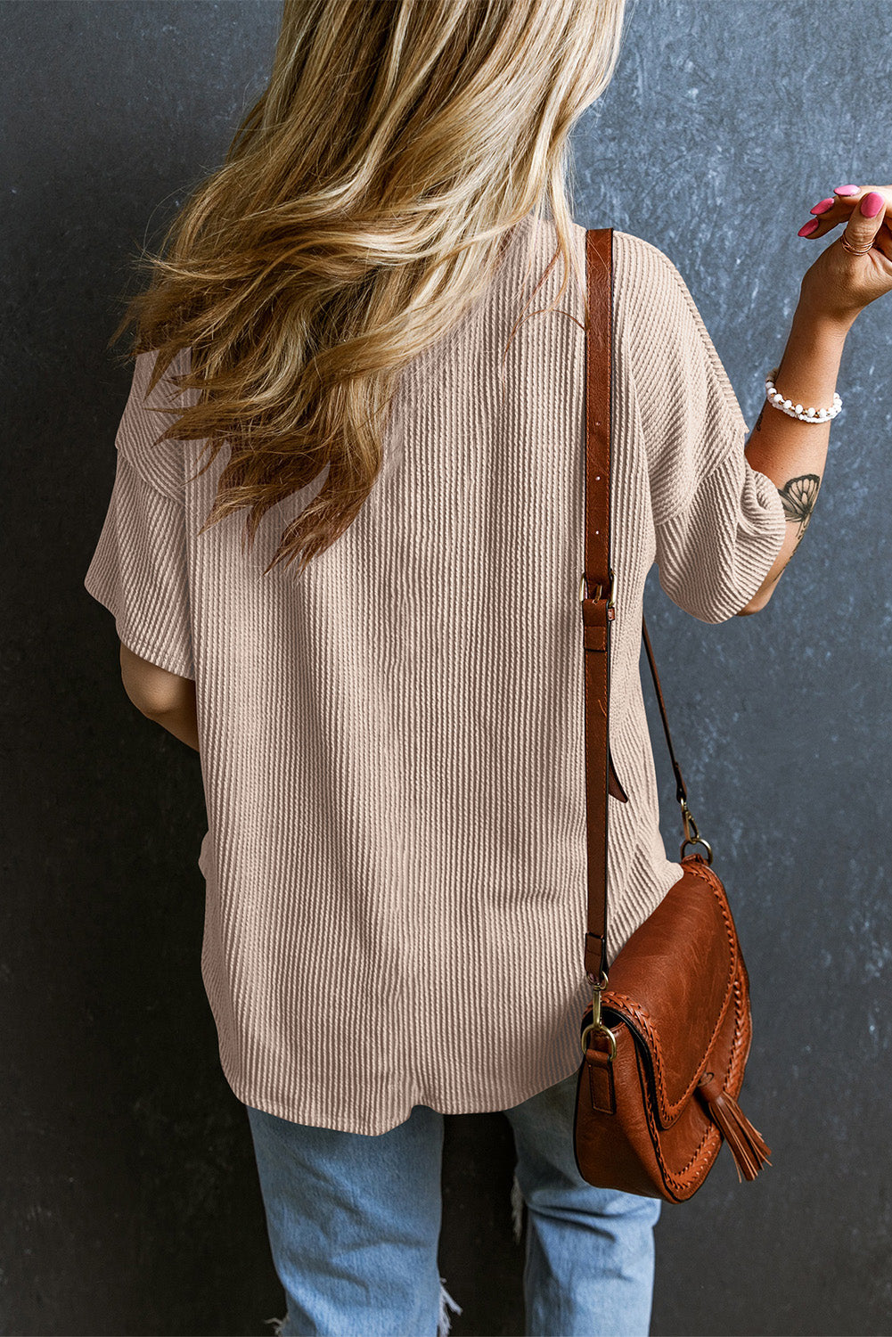 Textured V-Neck T-Shirt