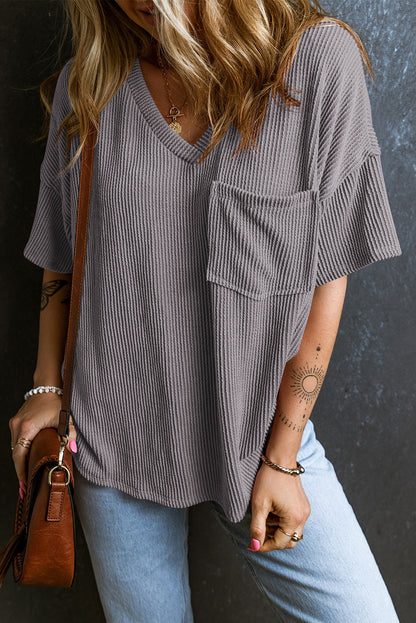 Textured V-Neck T-Shirt