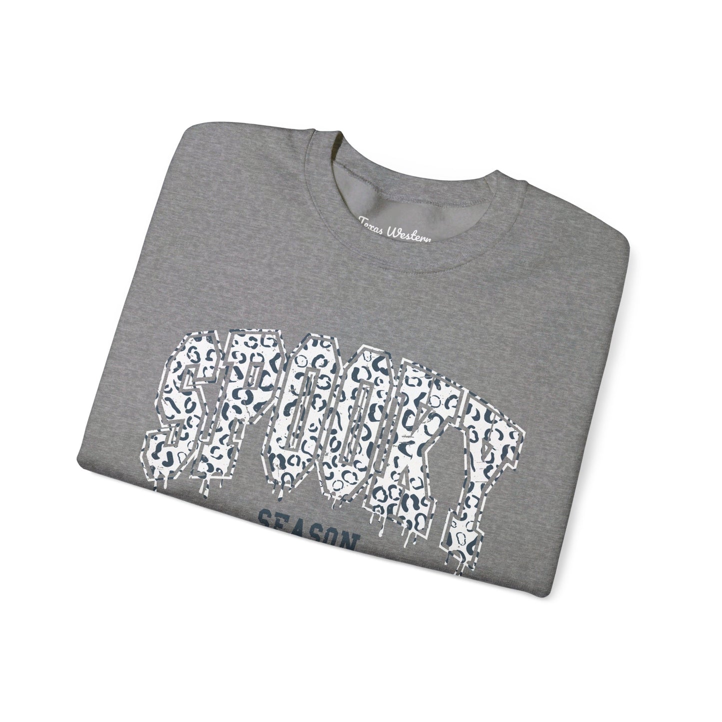 Spooky Season White Cheetah Crewneck - Gildan