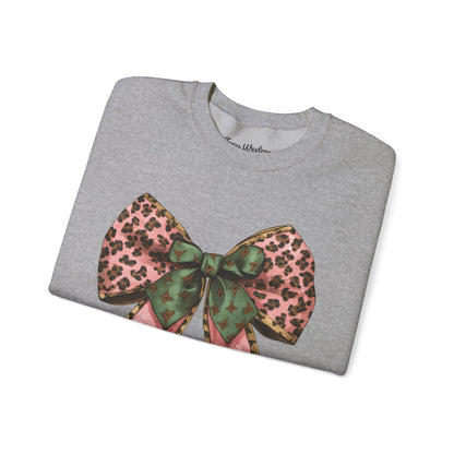 Cheetah Christmas Bow Crewneck - Gildan
