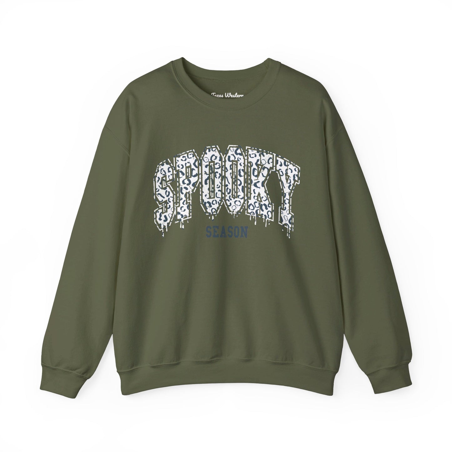Spooky Season White Cheetah Crewneck - Gildan
