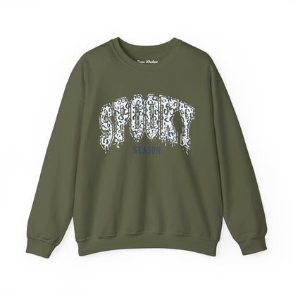 Spooky Season White Cheetah Crewneck - Gildan