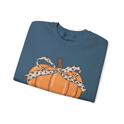 Cheetah Bow Pumpkin Crewneck - Gildan