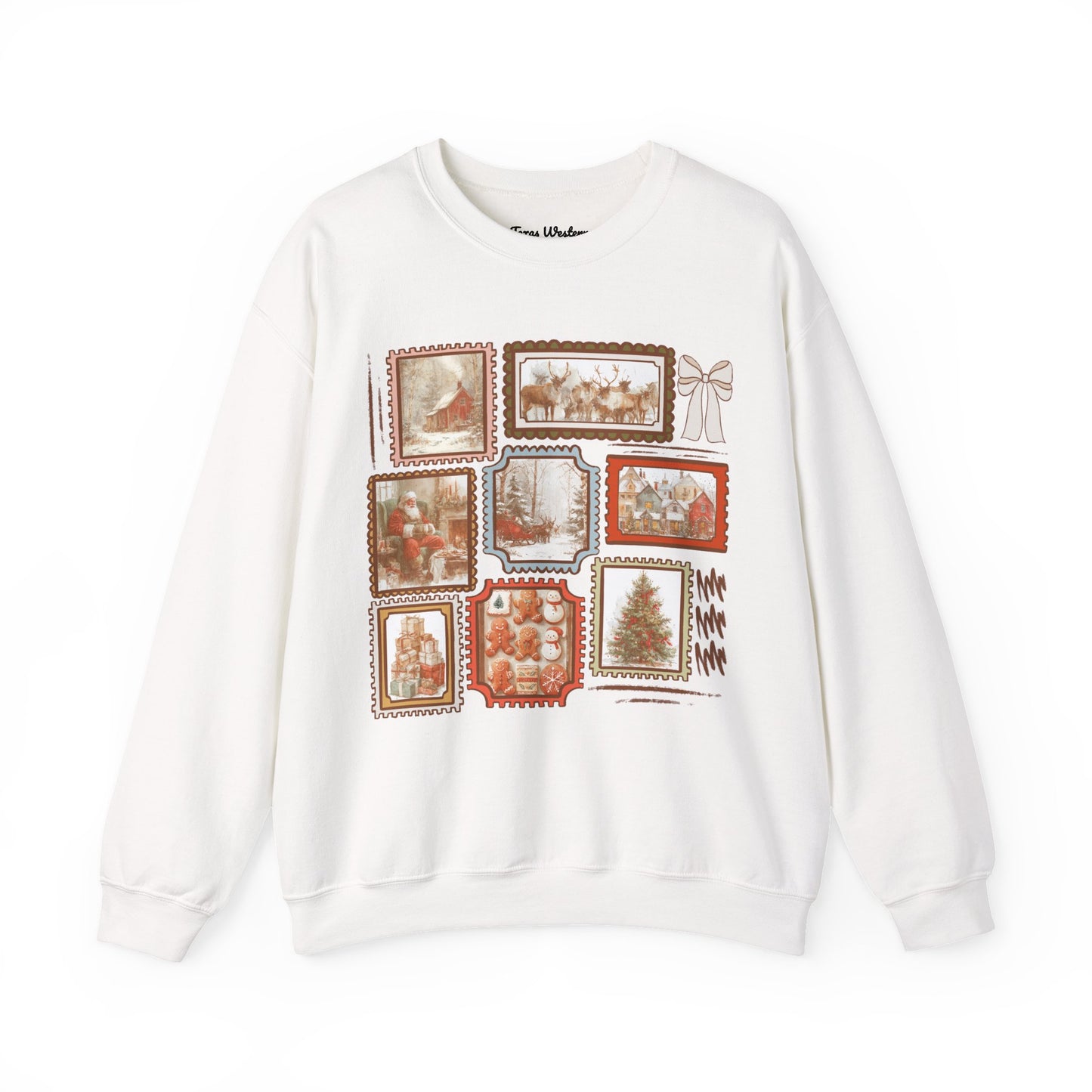 Vintage Christmas Stamps Crewneck - Gildan