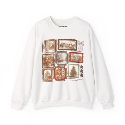 Vintage Christmas Stamps Crewneck - Gildan