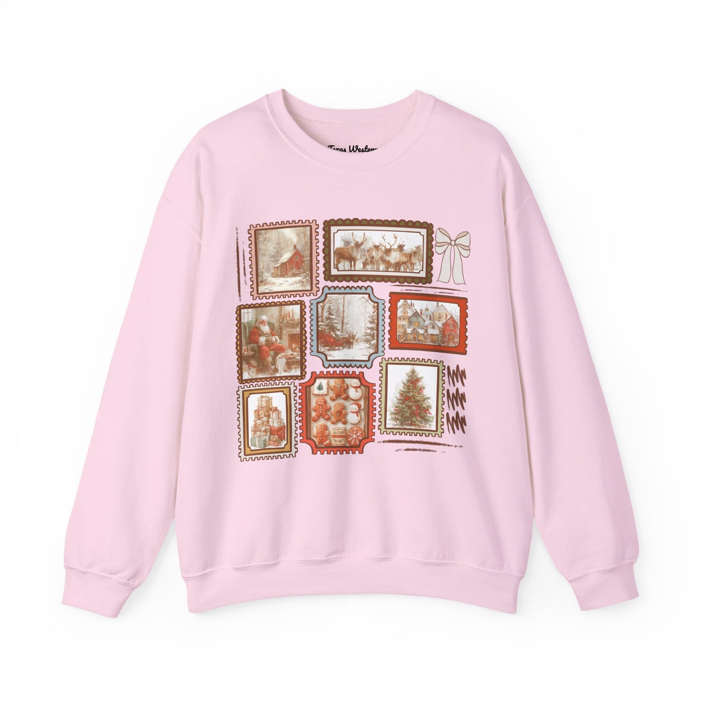 Vintage Christmas Stamps Crewneck - Gildan