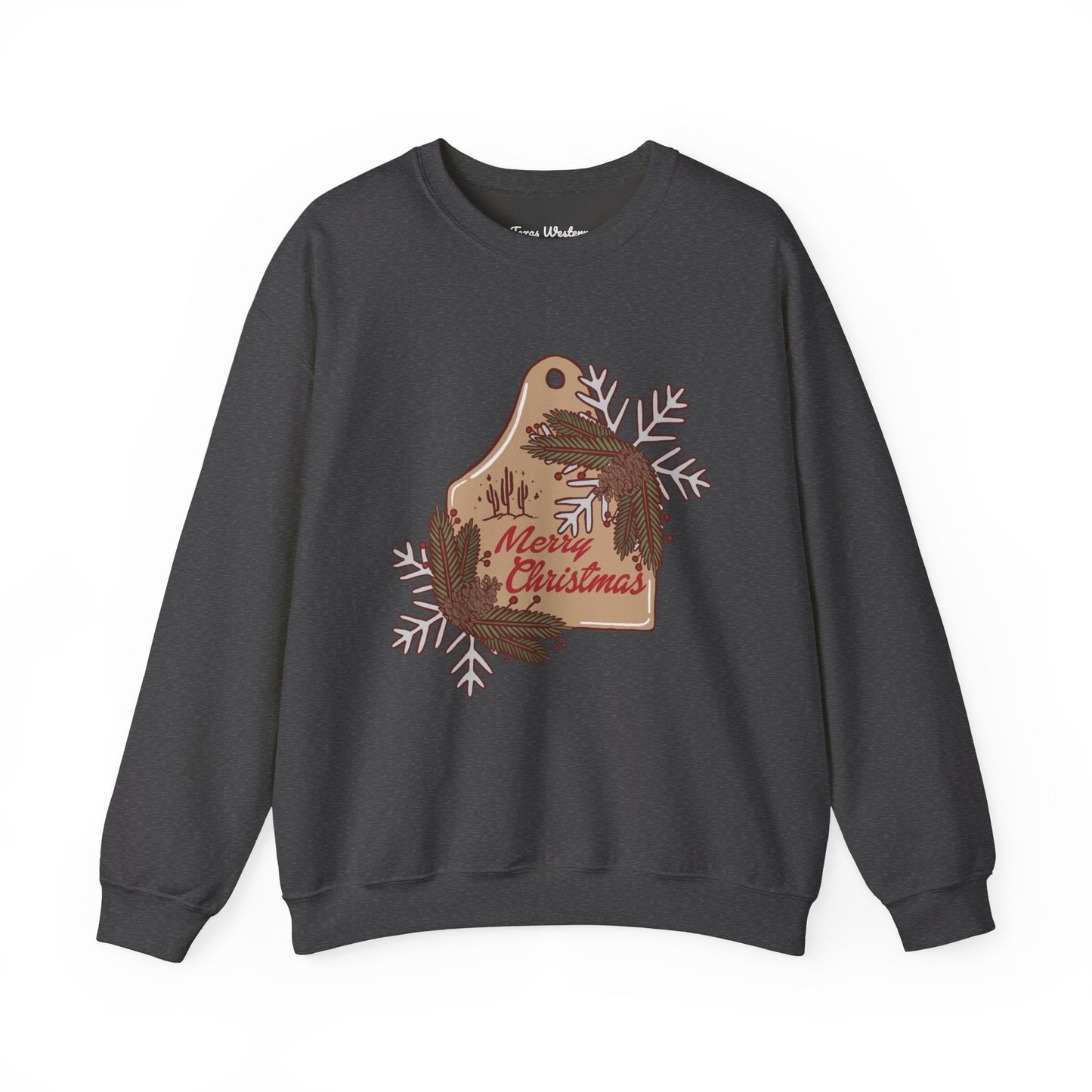 Christmas Cow Tag Crewneck - Gildan
