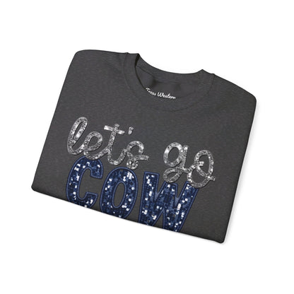 Let's Go Cowboys - Faux Sequins Crewneck - Gildan