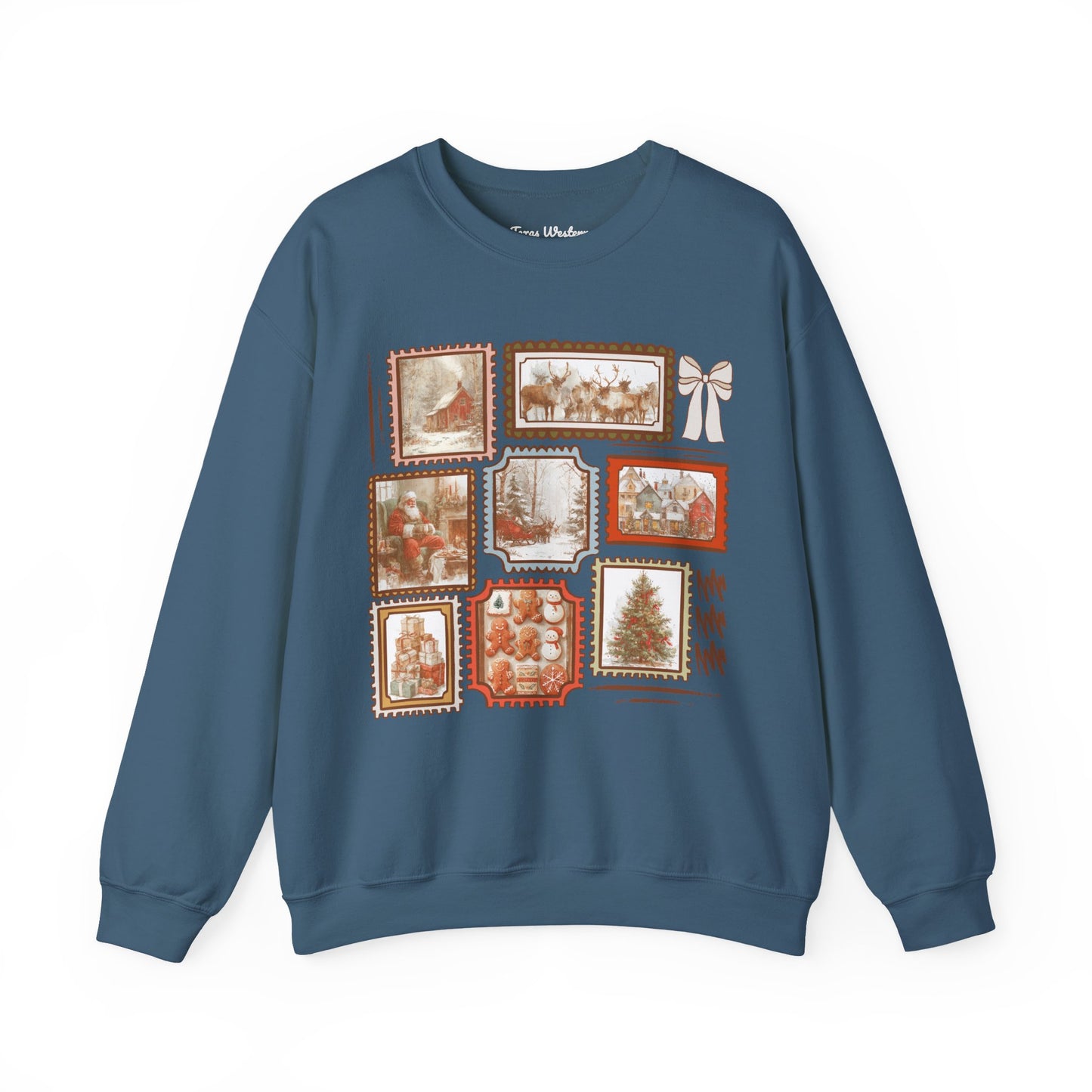 Vintage Christmas Stamps Crewneck - Gildan