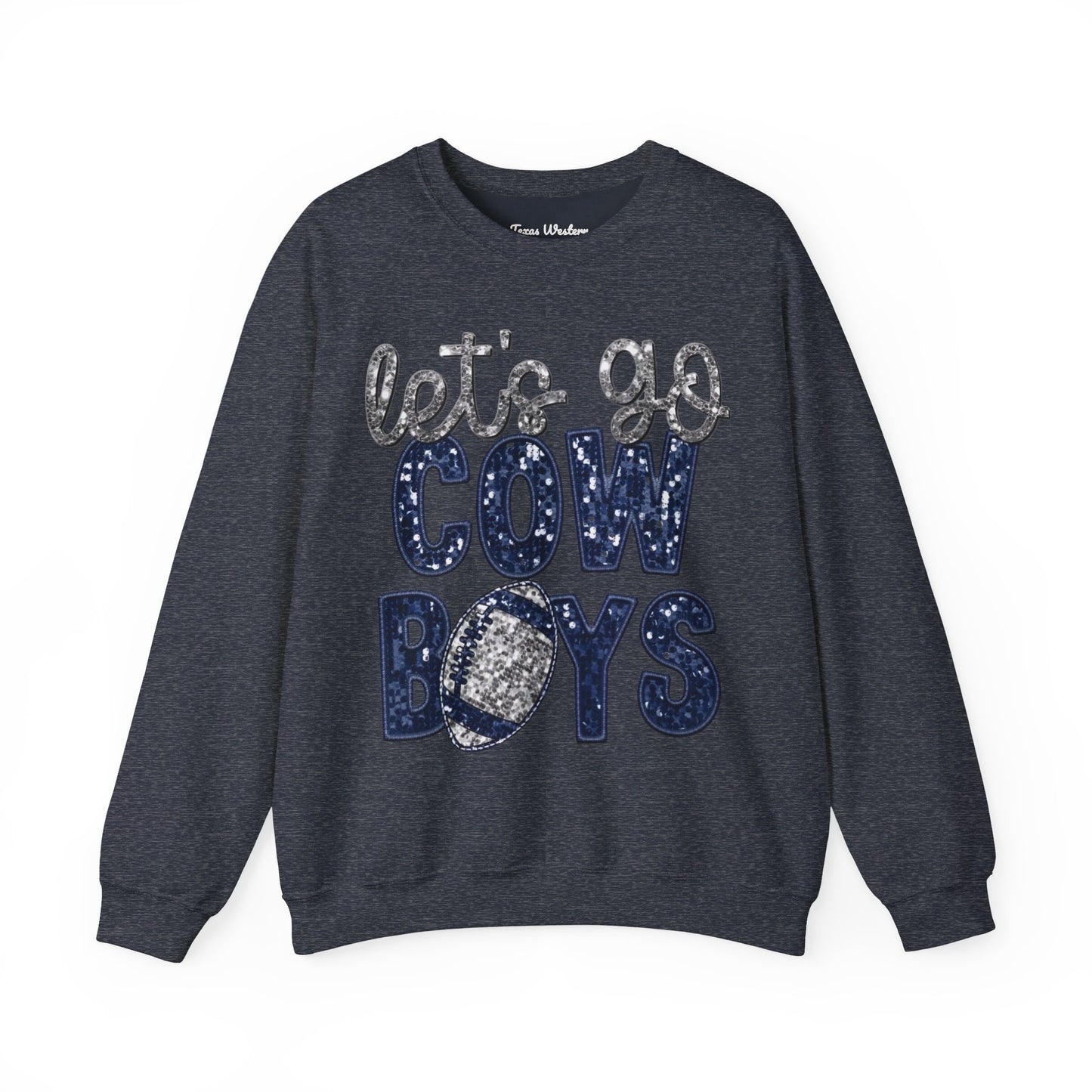 Let's Go Cowboys - Faux Sequins Crewneck - Gildan