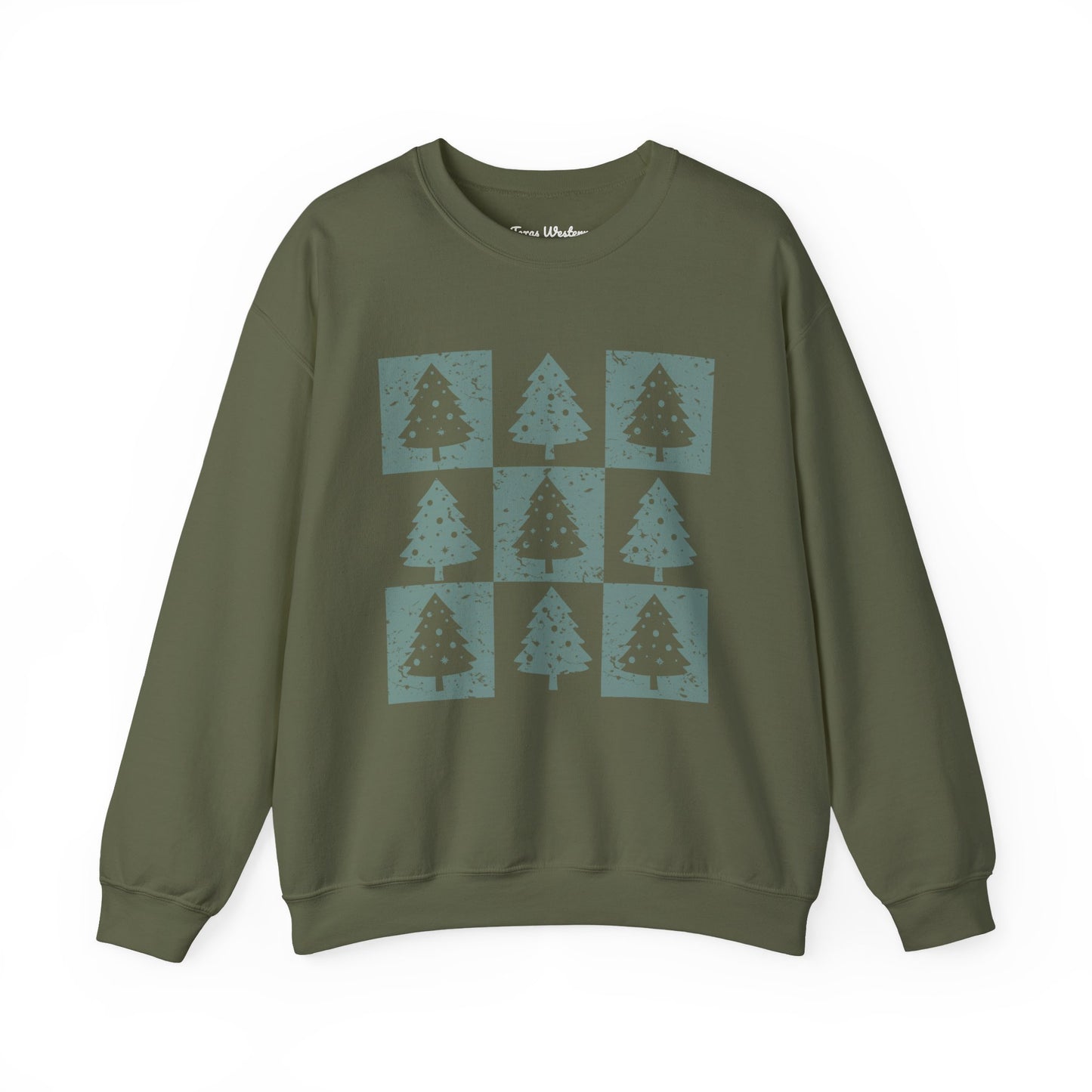 Checkered Christmas Tree Crewneck - Gildan