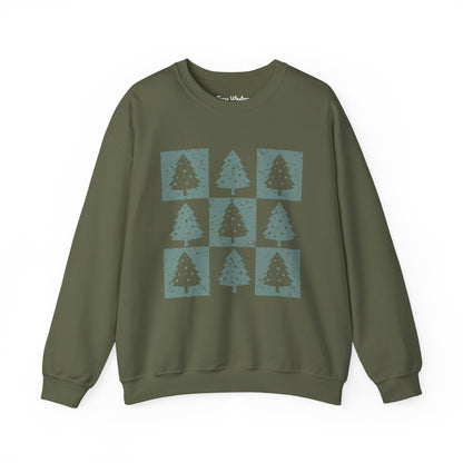 Checkered Christmas Tree Crewneck - Gildan