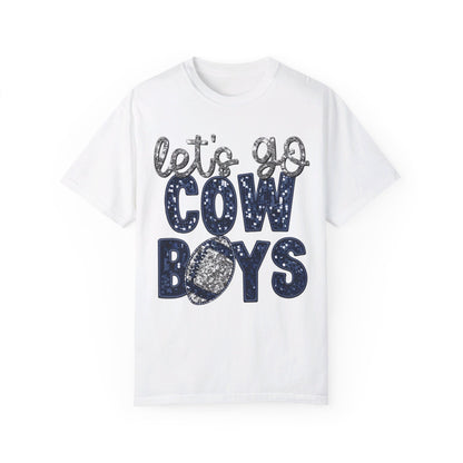 Let's Go Cowboys - Faux Sequin Tee - Comfort Colors