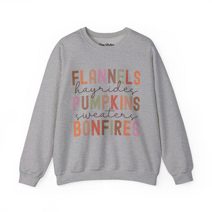 Flannels Pumpkins Bonfires Crewneck - Gildan