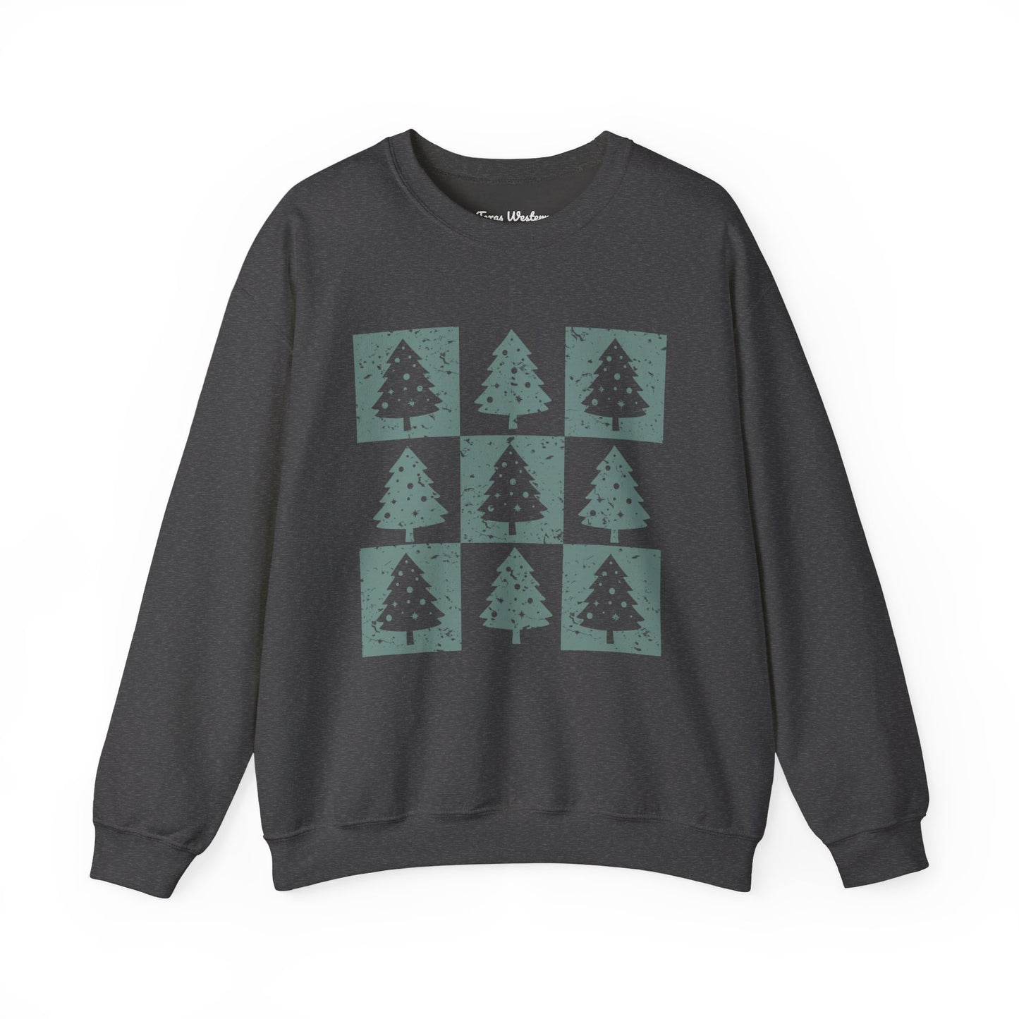 Checkered Christmas Tree Crewneck - Gildan