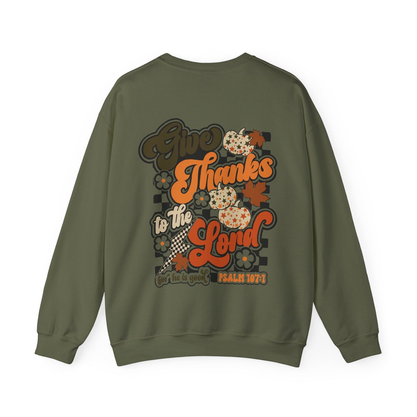 Give Thanks To The Lord Crewneck - Green - Gildan