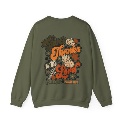 Give Thanks To The Lord Crewneck - Green - Gildan