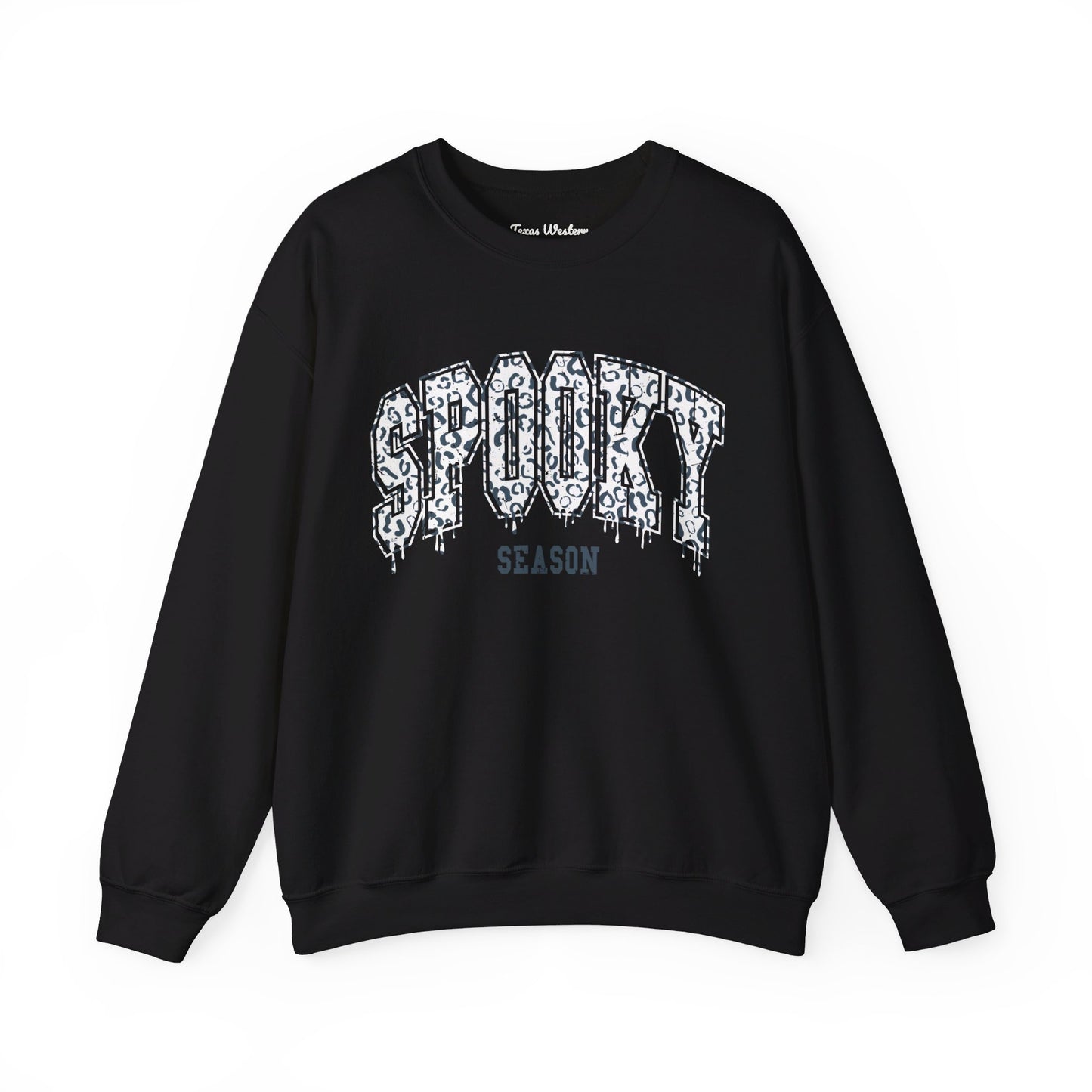 Spooky Season White Cheetah Crewneck - Gildan