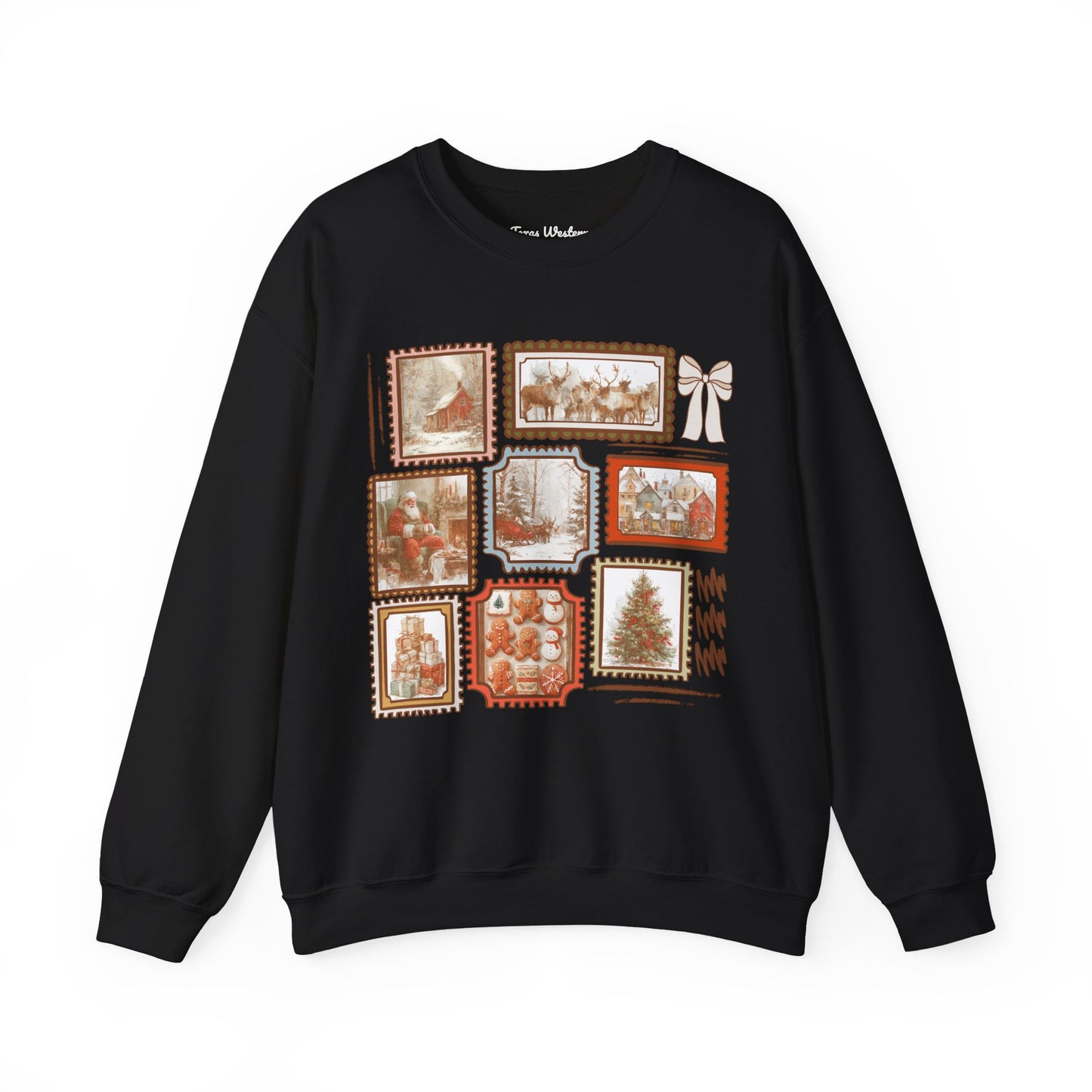 Vintage Christmas Stamps Crewneck - Gildan