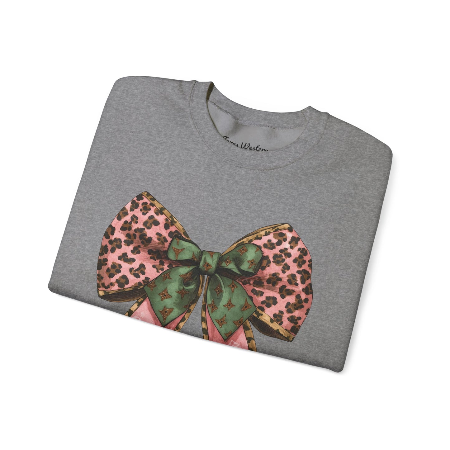 Cheetah Christmas Bow Crewneck - Gildan