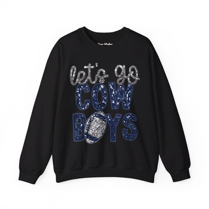 Let's Go Cowboys - Faux Sequins Crewneck - Gildan