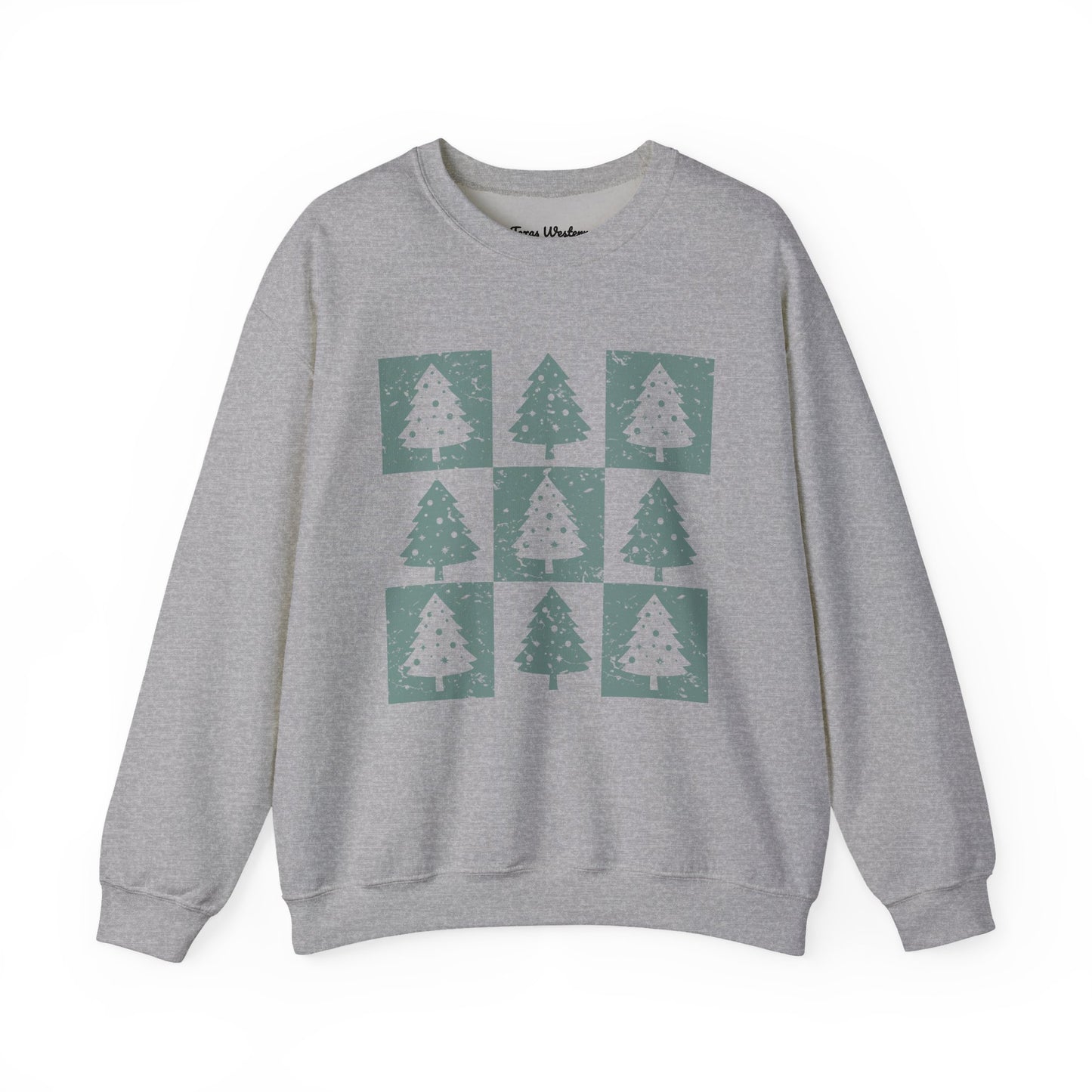 Checkered Christmas Tree Crewneck - Gildan
