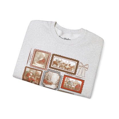 Vintage Christmas Stamps Crewneck - Gildan