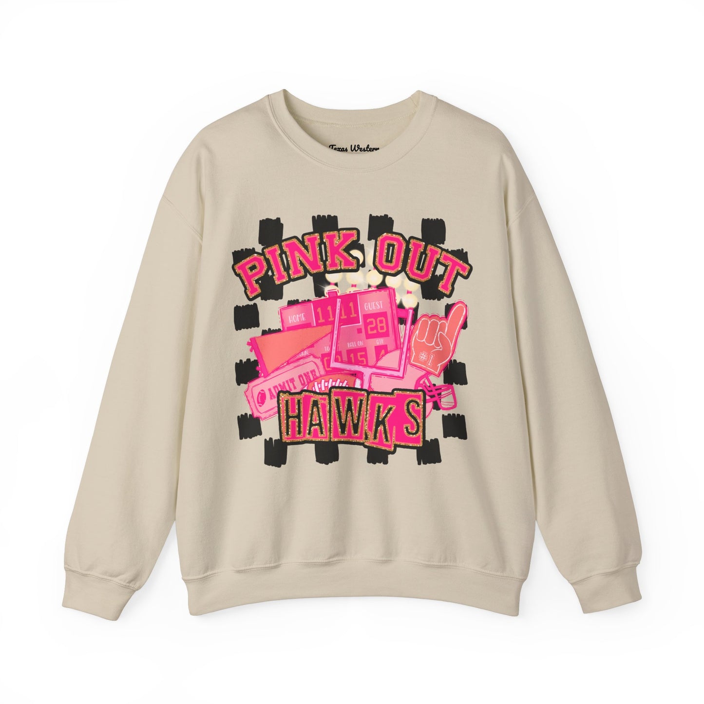 Pink Out Hawks Crewneck - Gildan