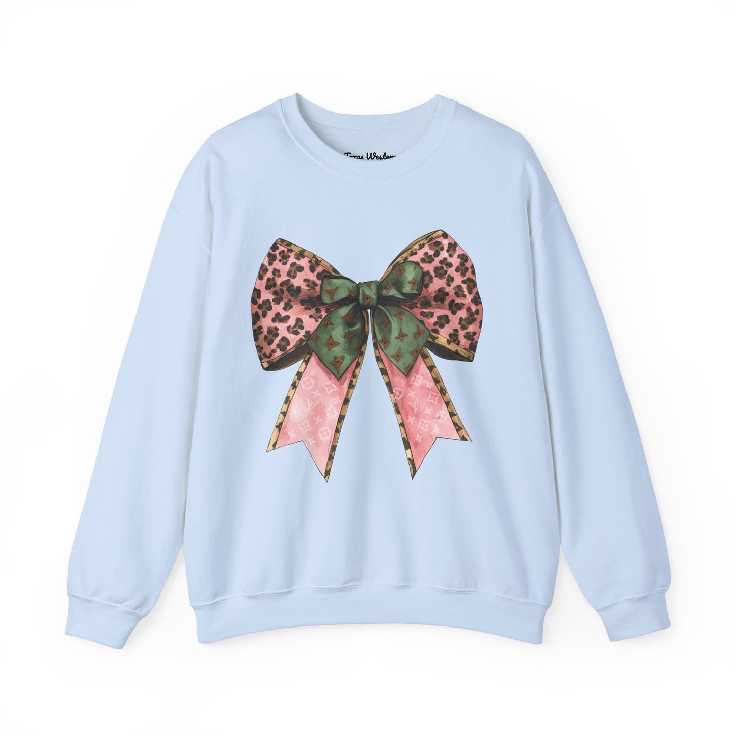 Cheetah Christmas Bow Crewneck - Gildan