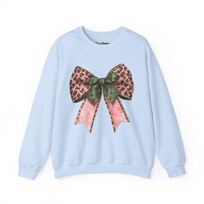 Cheetah Christmas Bow Crewneck - Gildan