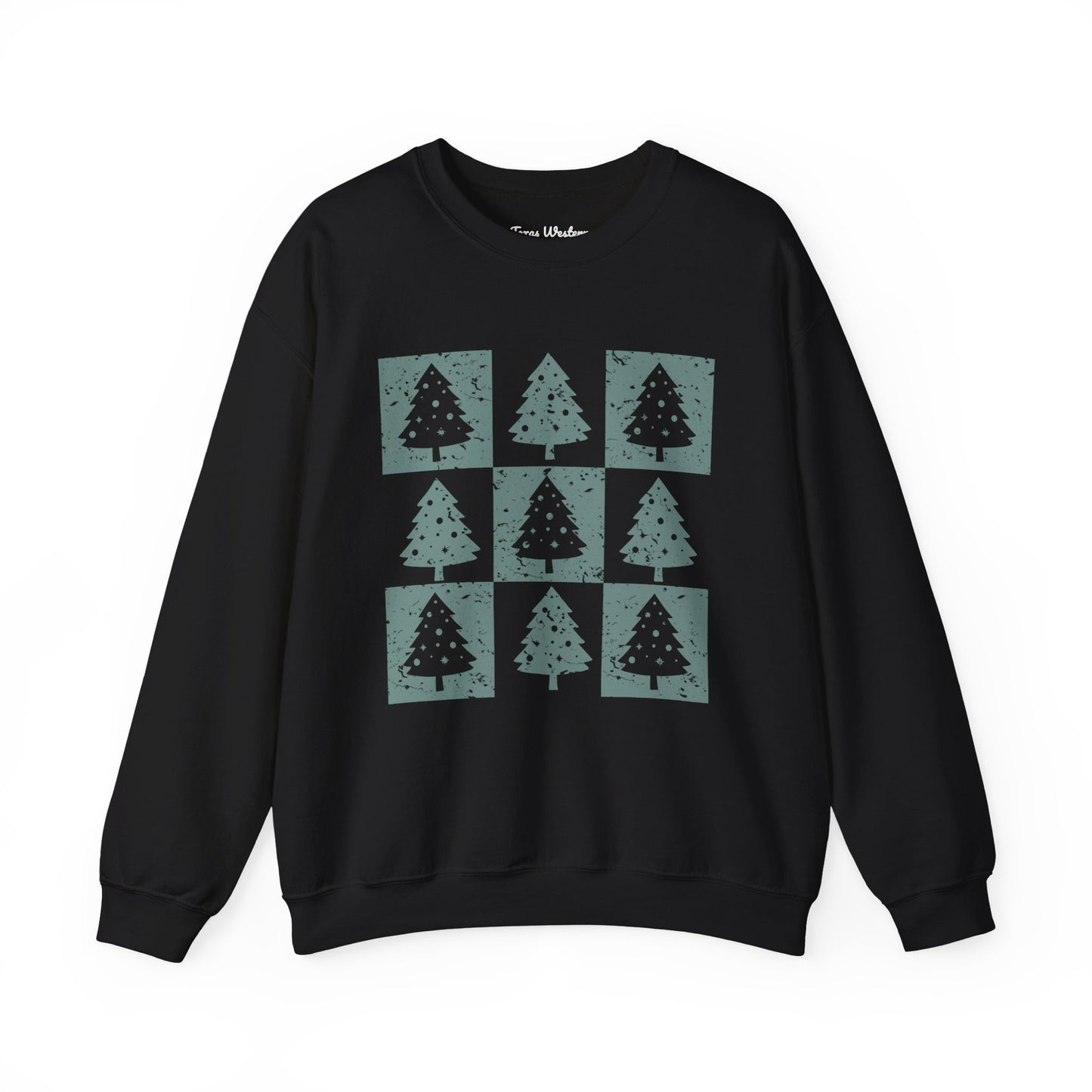 Checkered Christmas Tree Crewneck - Gildan
