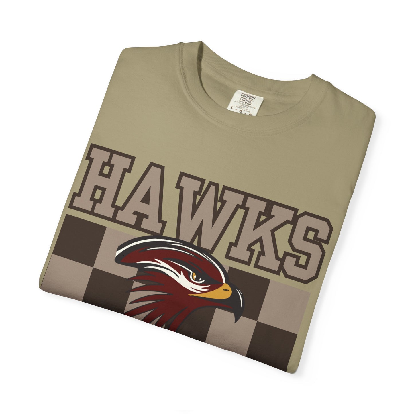 Checkered Chest Hawks Tee - Comfort Colors