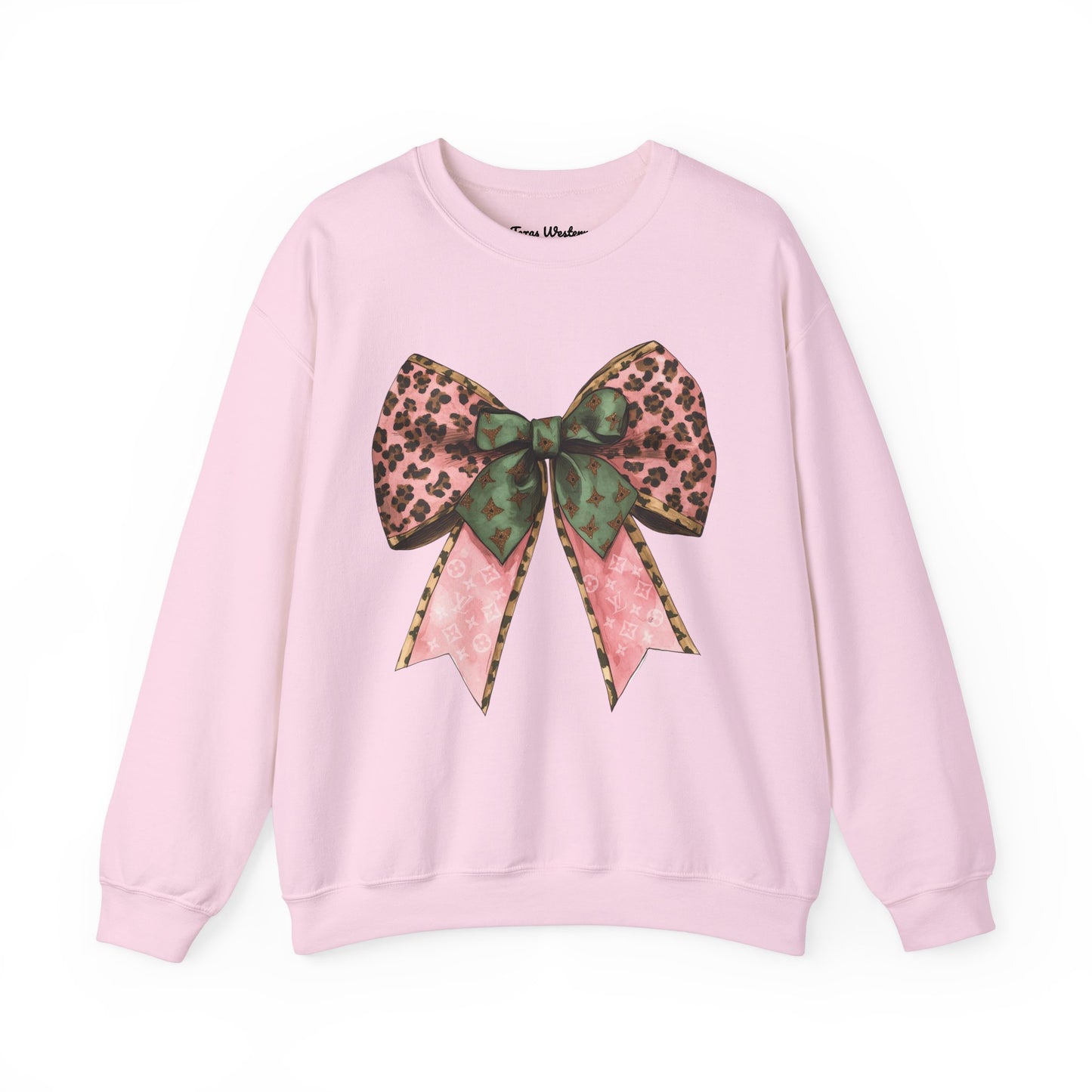 Cheetah Christmas Bow Crewneck - Gildan
