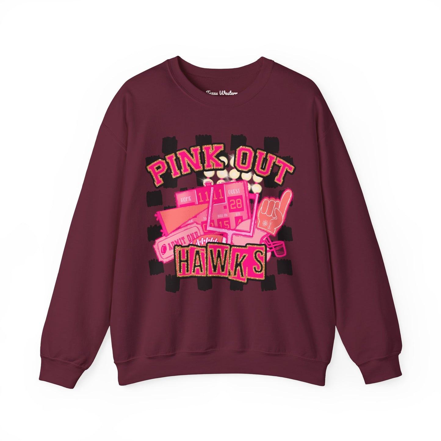 Pink Out Hawks Crewneck - Gildan
