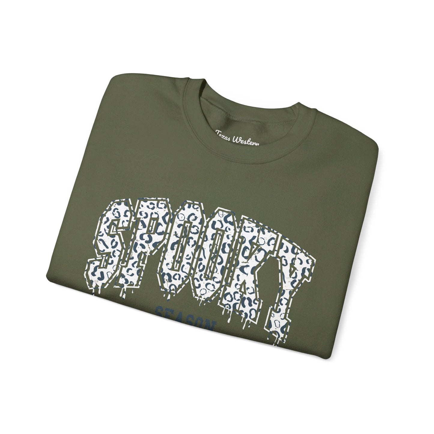 Spooky Season White Cheetah Crewneck - Gildan