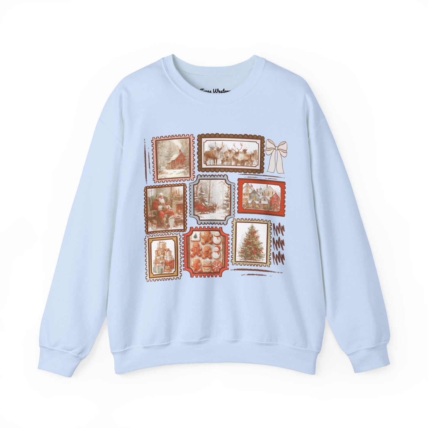 Vintage Christmas Stamps Crewneck - Gildan