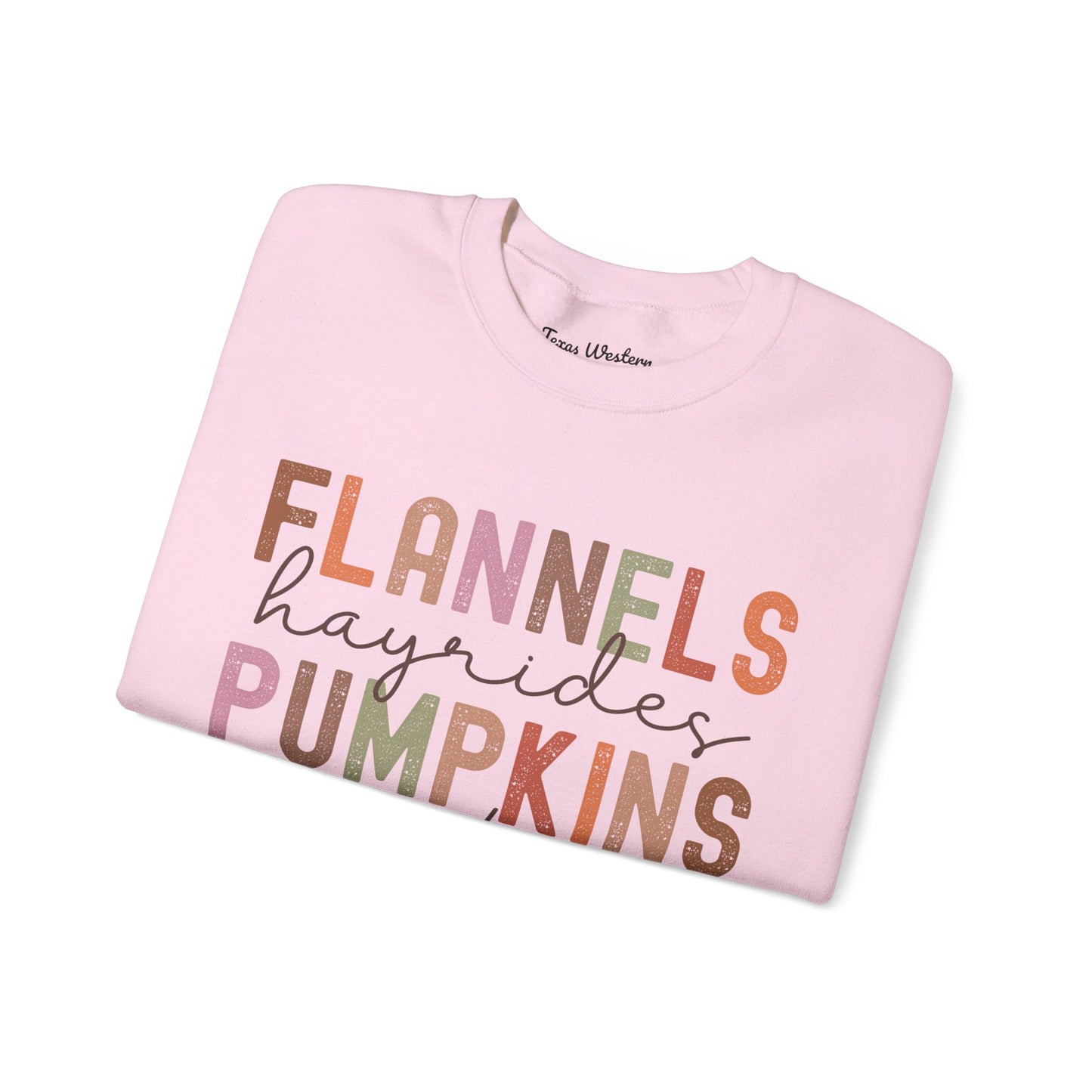 Flannels Pumpkins Bonfires Crewneck - Gildan