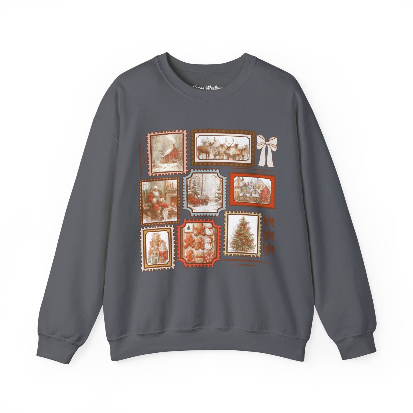 Vintage Christmas Stamps Crewneck - Gildan